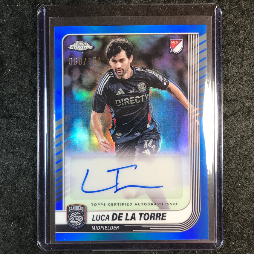 2025 Topps Chrome MLS LUCA DE LA TORRE Chrome Auto Blue 68/150