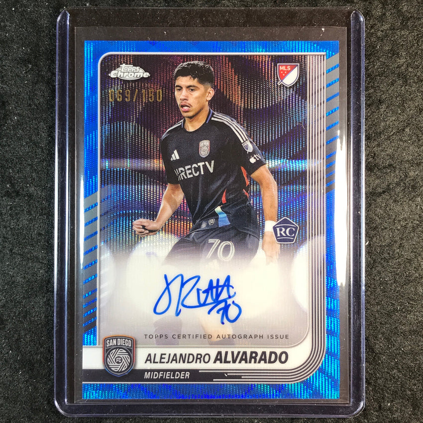 2025 Topps Chrome MLS ALEJANDRO ALVARADO Chrome Rookie Auto Blue Wave 69/150