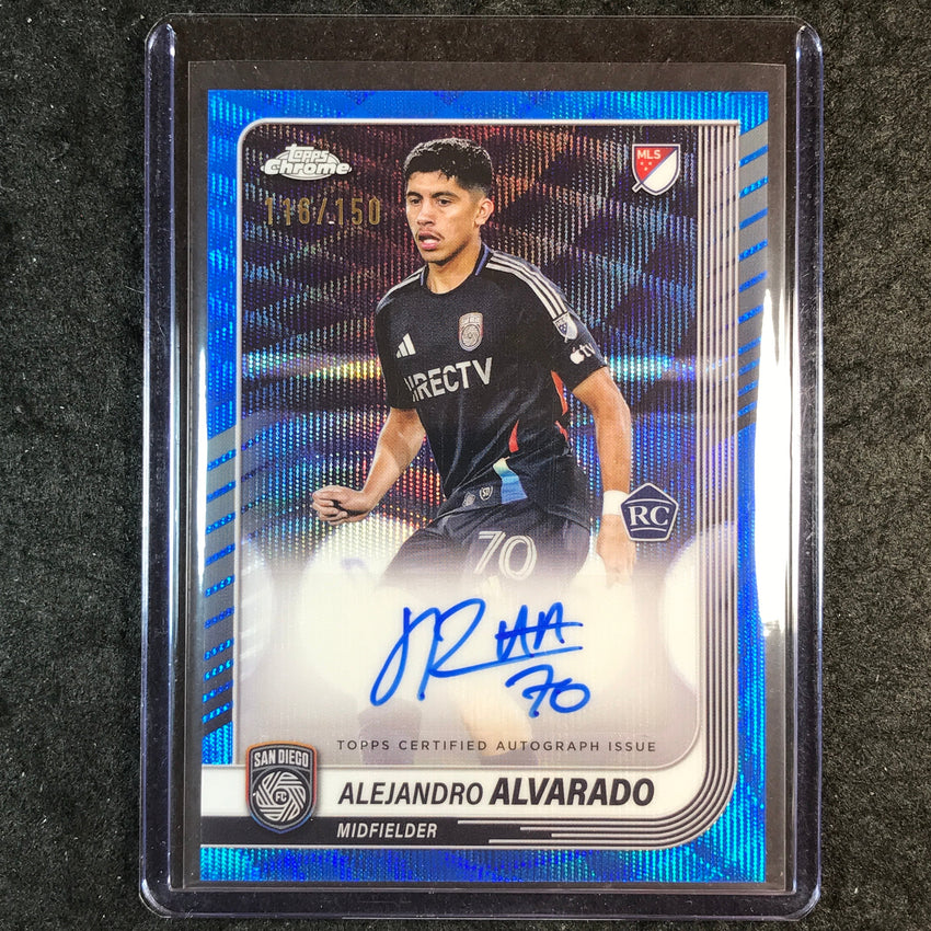 2025 Topps Chrome MLS ALEJANDRO ALVARADO Chrome Rookie Auto Blue Wave 116/150