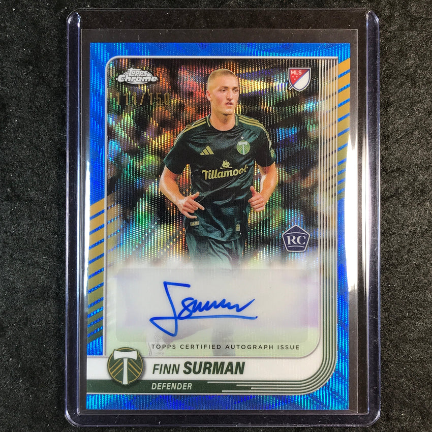 2025 Topps Chrome MLS FINN SURMAN Chrome Rookie Auto Blue Wave 111/150