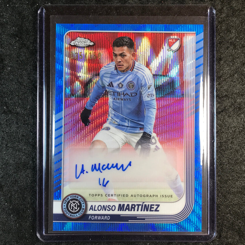 2025 Topps Chrome MLS ALONSO MARTINEZ Chrome Auto Blue Wave 35/150