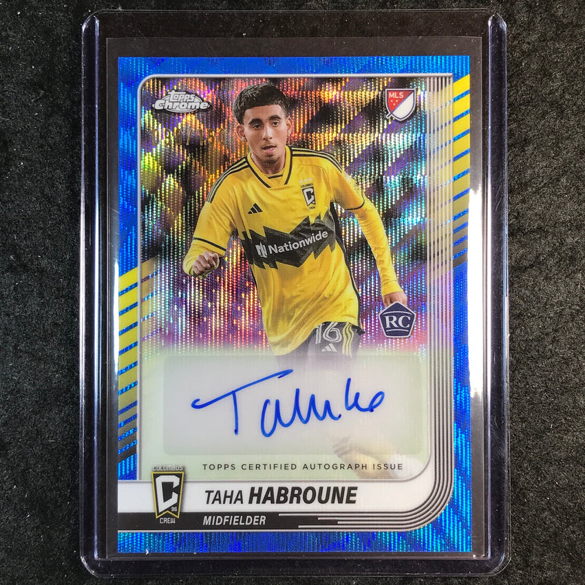 2025 Topps Chrome MLS TAHA HABROUNE Chrome Rookie Auto Blue Wave 98/150