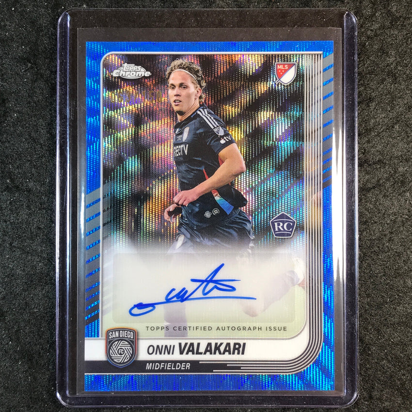 2025 Topps Chrome MLS ONNI VALAKARI Chrome Rookie Auto Blue Wave 63/150