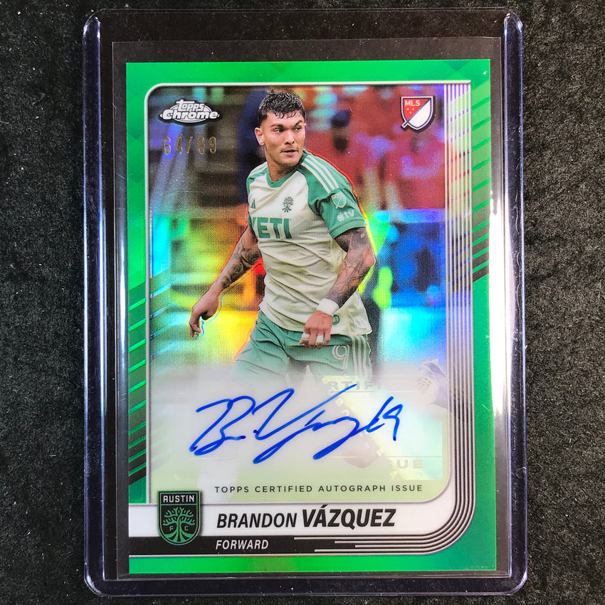 2025 Topps Chrome MLS BRANDON VAZQUEZ Chrome Auto Green 64/99