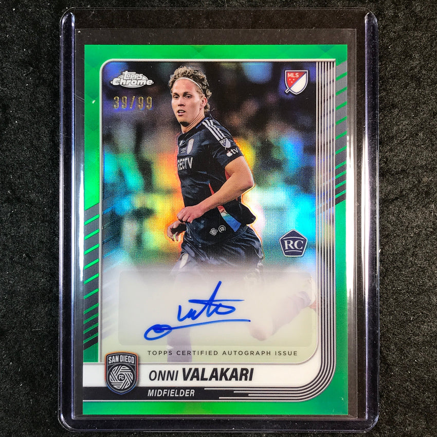 2025 Topps Chrome MLS ONNI VALAKARI Chrome Rookie Auto Green 39/99