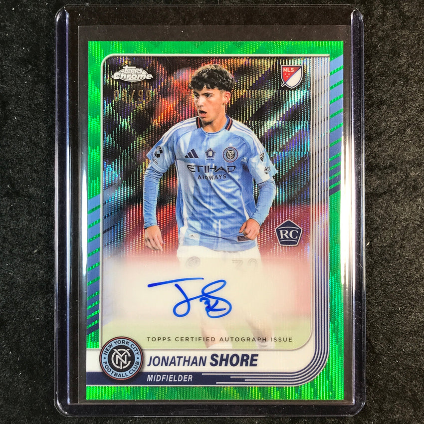 2025 Topps Chrome MLS JONATHAN SHORE Chrome Rookie Auto Green Wave 3/99