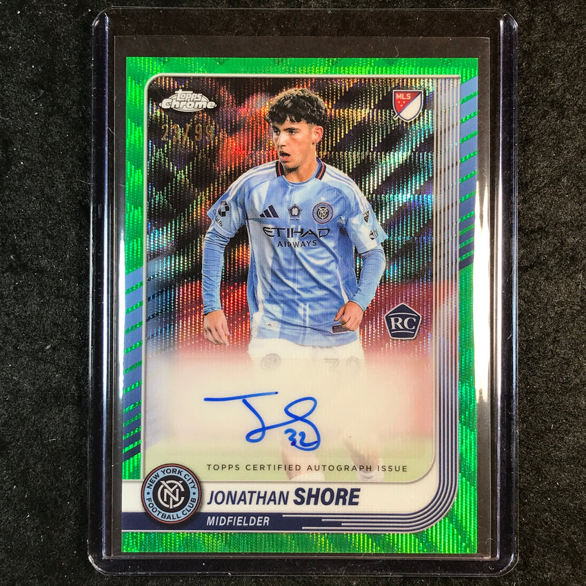 2025 Topps Chrome MLS JONATHAN SHORE Chrome Rookie Auto Green Wave 23/99