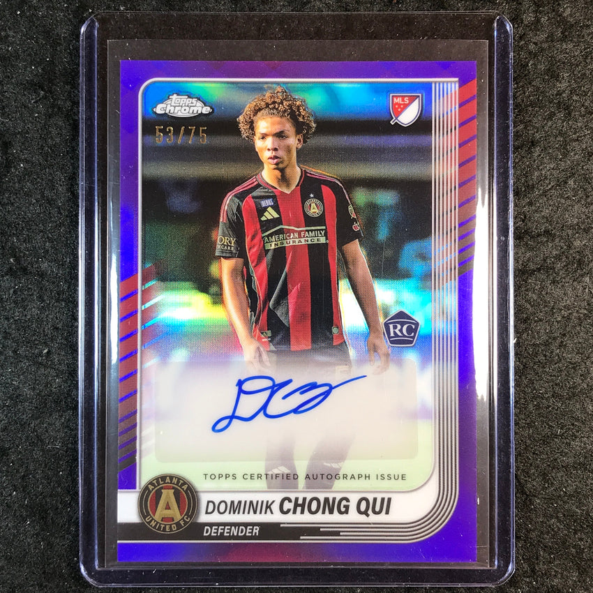 2025 Topps Chrome MLS DOMINIK CHONG QUI Chrome Rookie Auto Purple 53/75