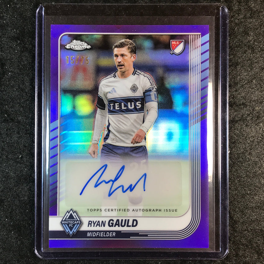 2025 Topps Chrome MLS RYAN GAULD Chrome Auto Purple 15/75