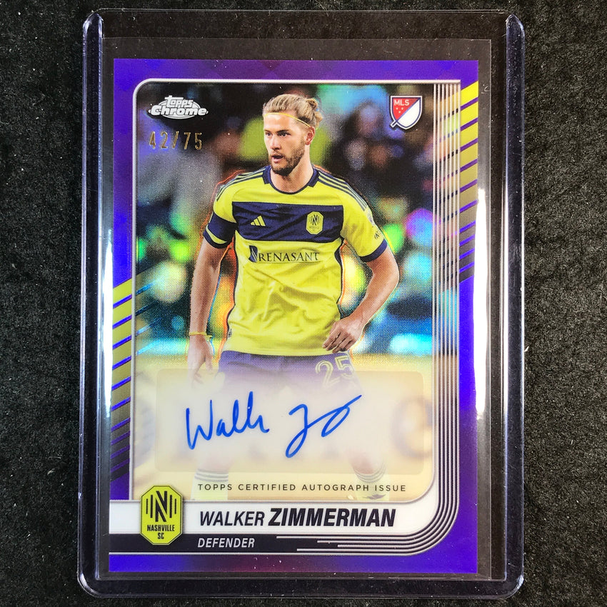 2025 Topps Chrome MLS WALKER ZIMMERMAN Chrome Auto Purple 42/75