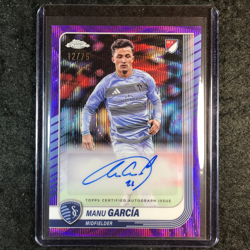 2025 Topps Chrome MLS MANU GARCIA Chrome Auto Purple Wave 12/75