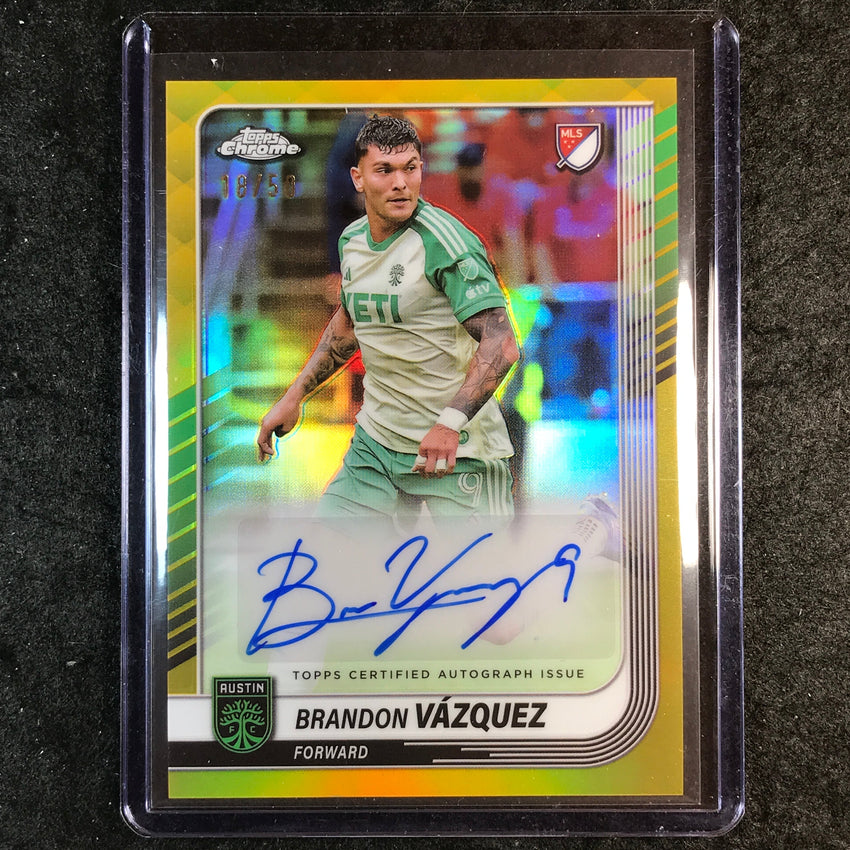 2025 Topps Chrome MLS BRANDON VAZQUEZ Chrome Auto Gold 18/50