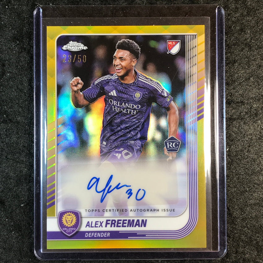 2025 Topps Chrome MLS ALEX FREEMAN Chrome Rookie Auto Gold 23/50