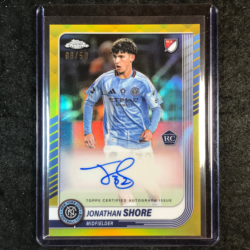 2025 Topps Chrome MLS JONATHAN SHORE Chrome Rookie Auto Gold 8/50