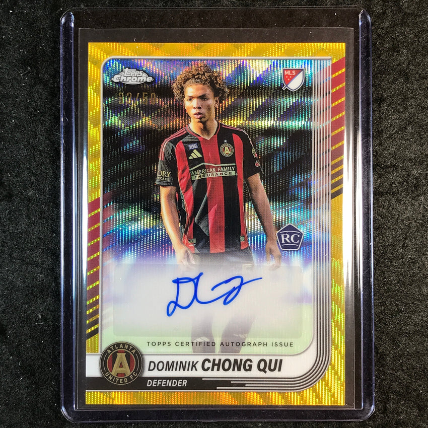 2025 Topps Chrome MLS DOMINIK CHONG QUI Chrome Rookie Auto Gold Wave 33/50