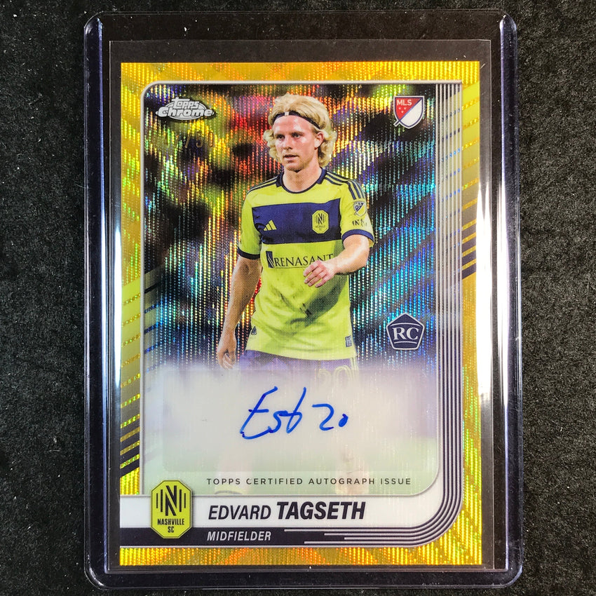 2025 Topps Chrome MLS EDVARD TAGSETH Chrome Rookie Auto Gold Wave 47/50