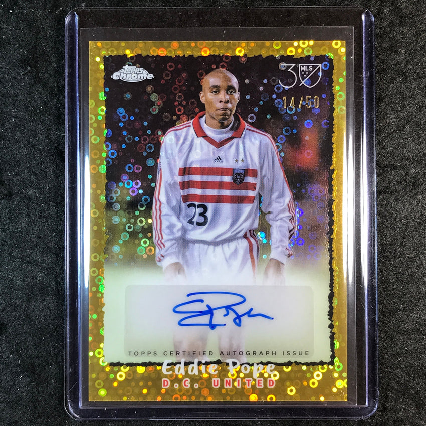 2025 Topps Chrome MLS EDDIE POPE Topps 1995 Auto Gold Donut Holes 14/50