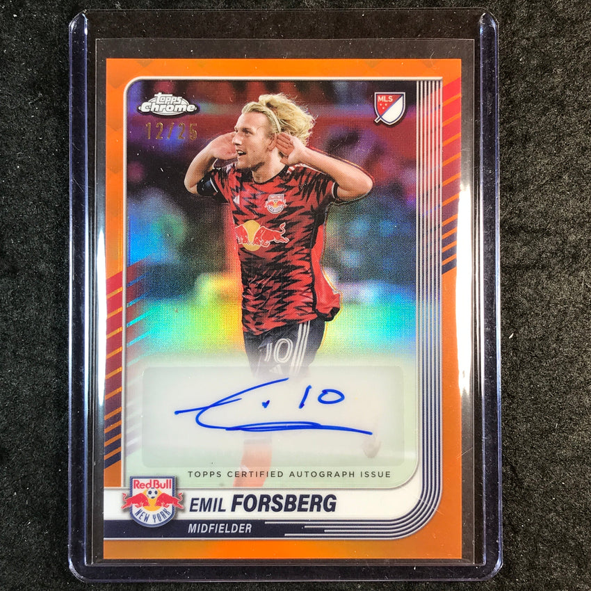 2025 Topps Chrome MLS EMIL FORSBERG Chrome Auto Orange 12/25