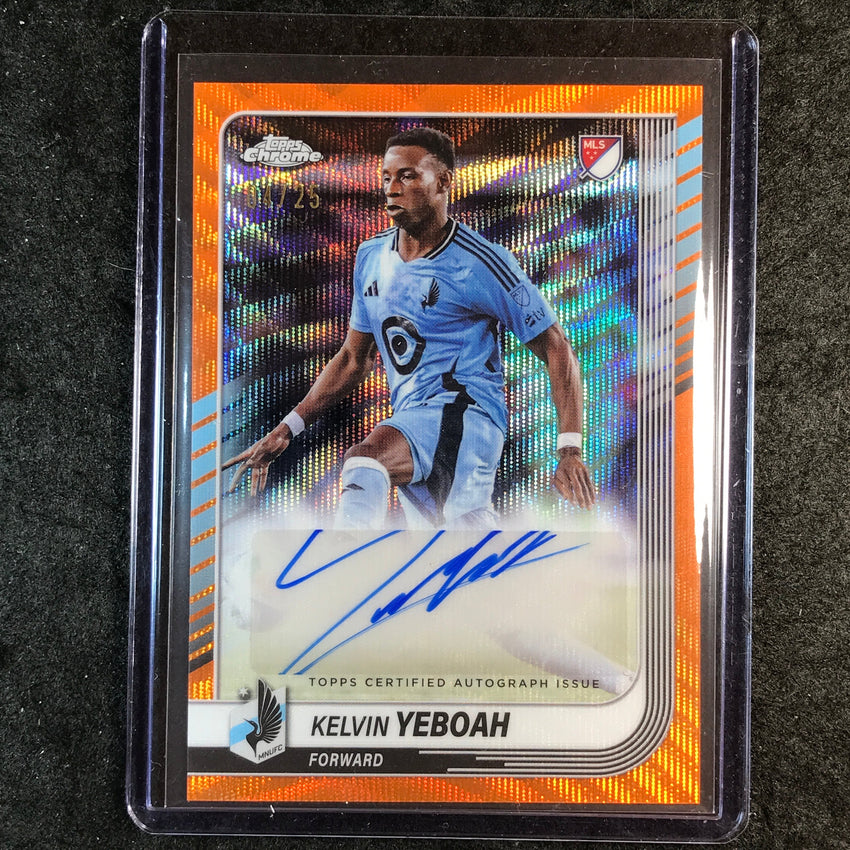 2025 Topps Chrome MLS KELVIN YEBOAH Chrome Auto Orange Wave 4/25