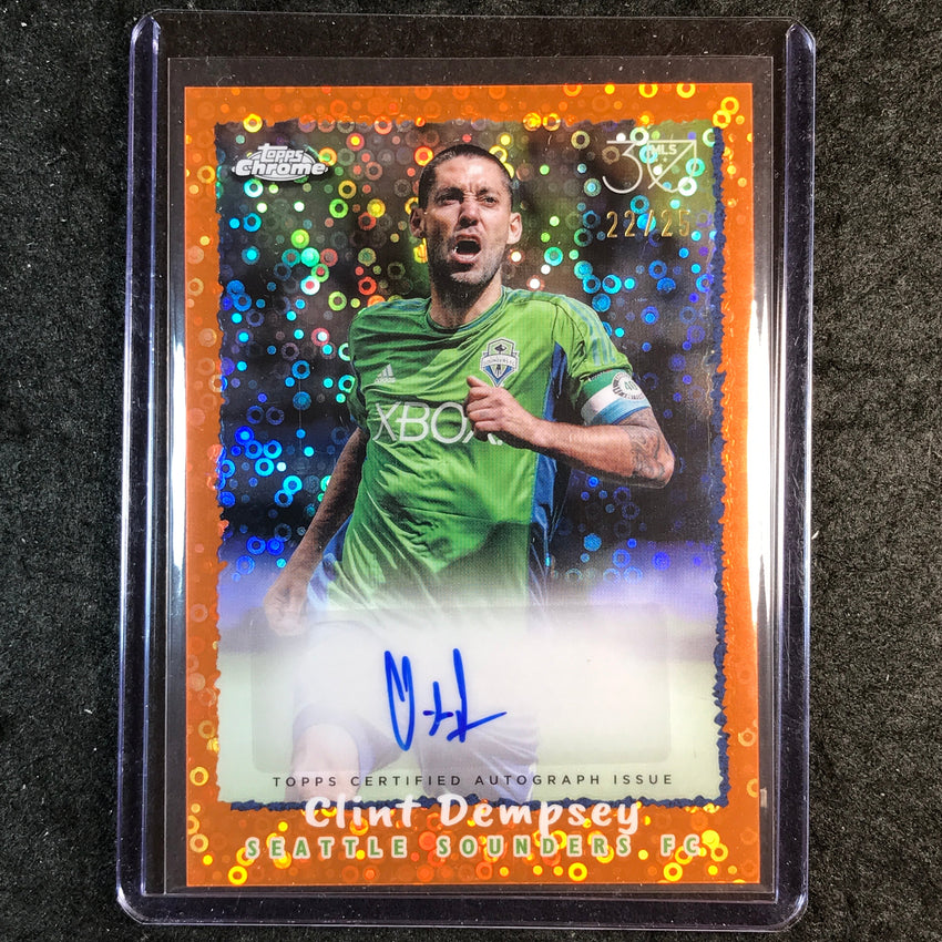 2025 Topps Chrome MLS CLINT DEMPSEY Topps 1995 Auto Orange Donut Holes 22/25