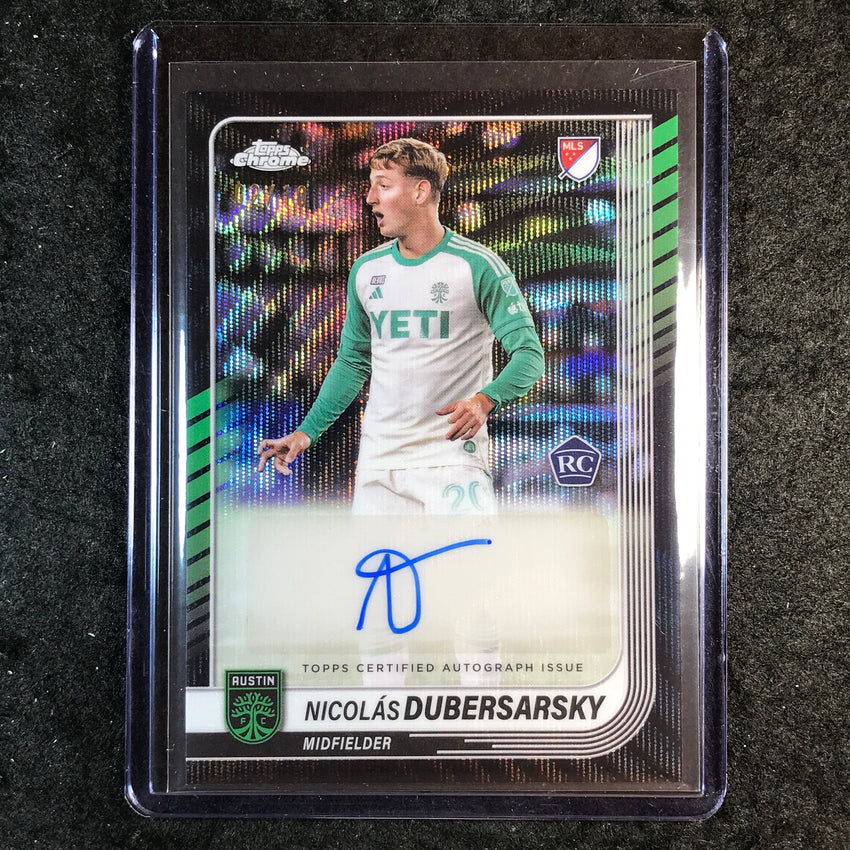 2025 Topps Chrome MLS NICOLAS DUBERSARSKY Chrome Rookie Auto Black Wave 2/10