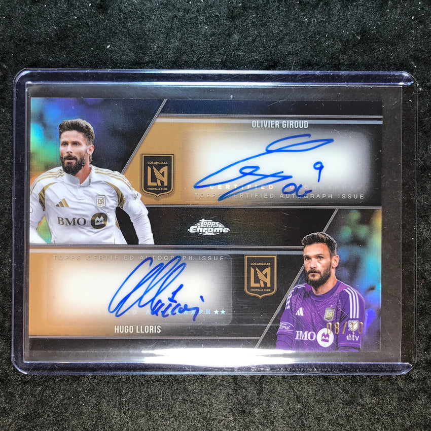 2025 Topps Chrome MLS OLIVIER GIROUD HUGO LLORIS Chrome Dual Auto Black 8/10