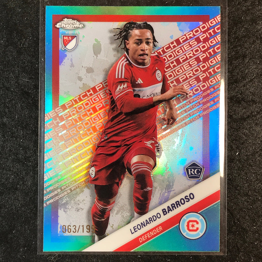 2025 Topps Chrome MLS LEONARDO BARROSO Rookie Pitch Prodigies Aqua /199 #182