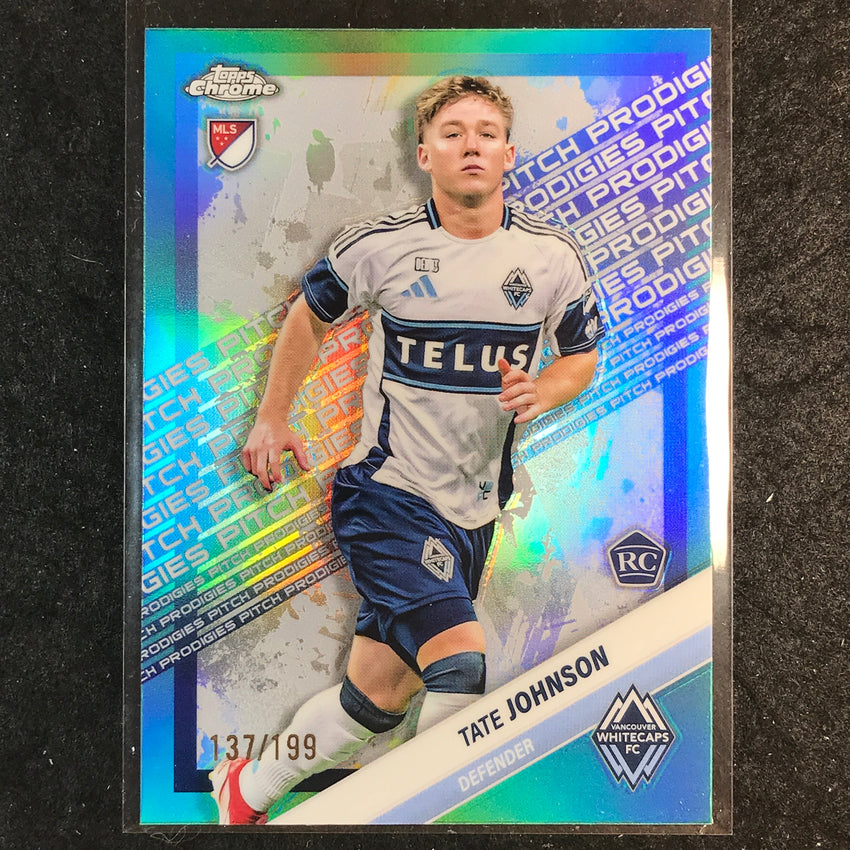 2025 Topps Chrome MLS TATE JOHNSON Rookie Pitch Prodigies Aqua /199 #189