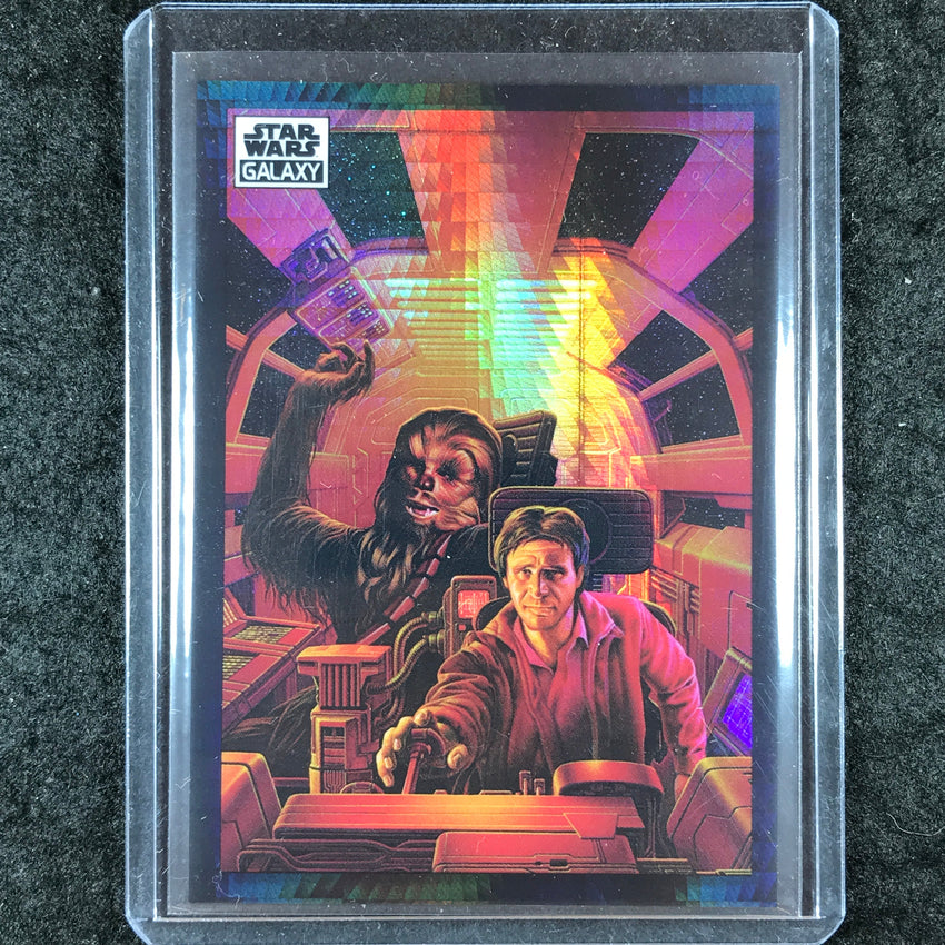2022 Topps Star Wars Galaxy Chrome HAN SOLO CHEWBACCA Prism Refractor 63/75 #42
