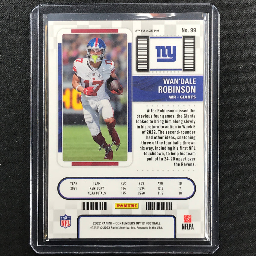 2022 Contenders Optic Wandale Robinson Rookie Ticket Gold Vinyl 1/1