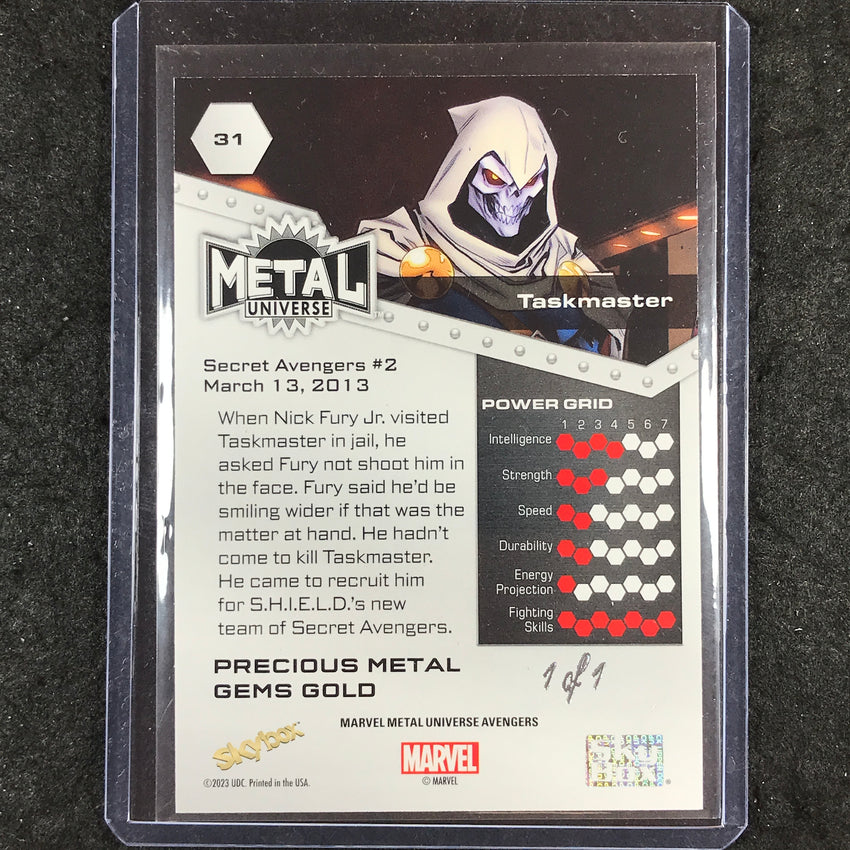 2024 Marvel Metal Universe Avengers TASKMASTER Precious Metal Gems Gold 1/1 #31
