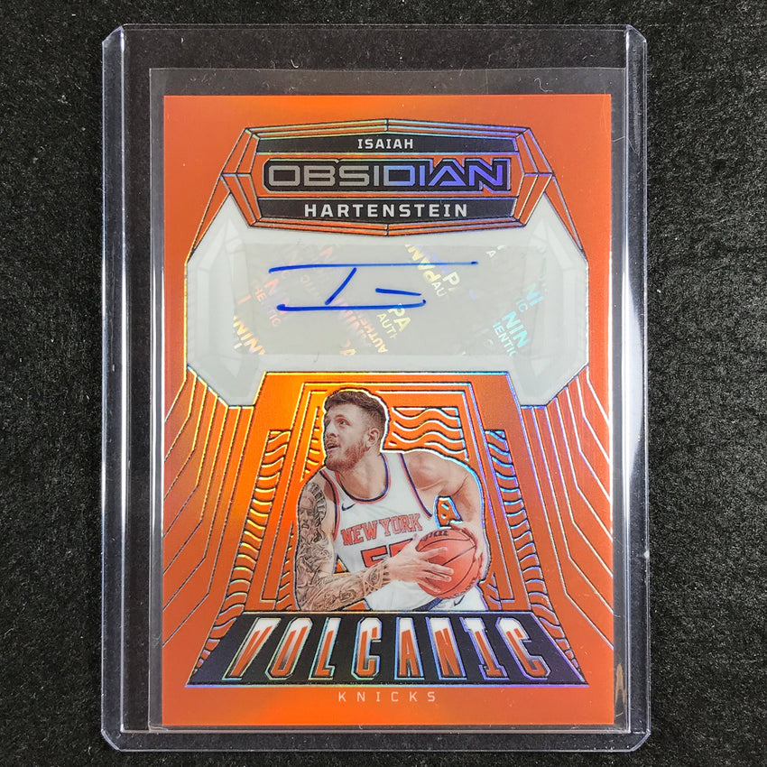 2023-24 Obsidian ISAIAH HARTENSTEIN Volcanic Auto Orange Flood Etch 19/75