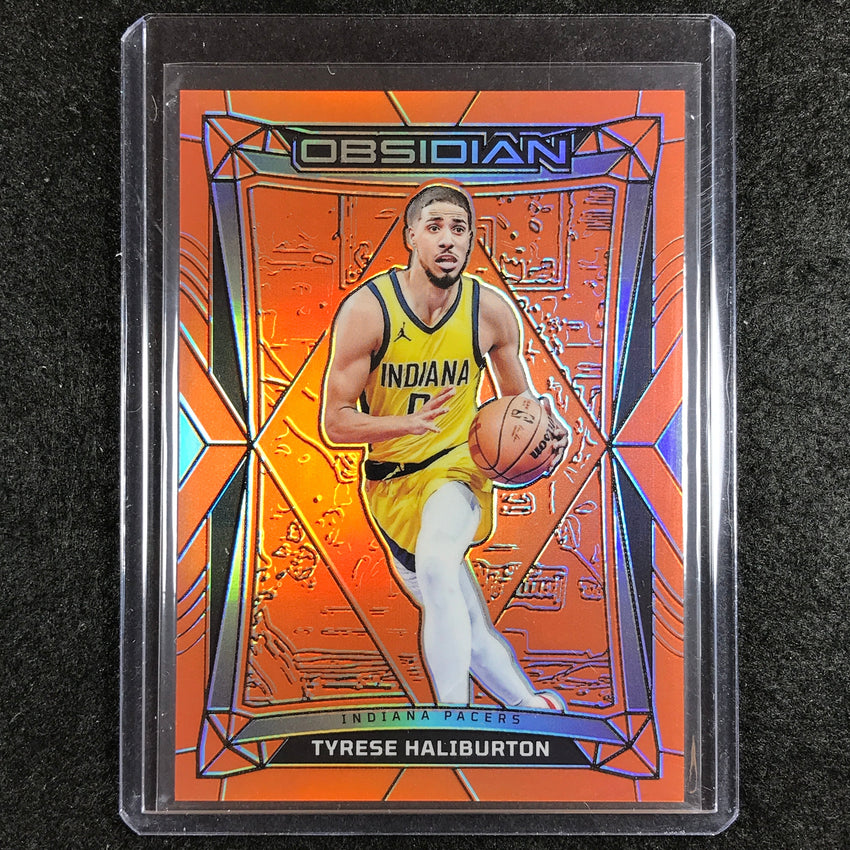 2023-24 Obsidian TYRESE HALIBURTON Base Orange Flood Electric Etch 32/99
