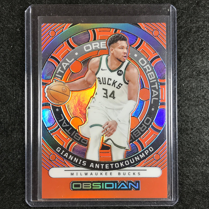 2023-24 Obsidian GIANNIS ANTETOKOUNMPO Orbital Orange Flood Electric Etch 9/75