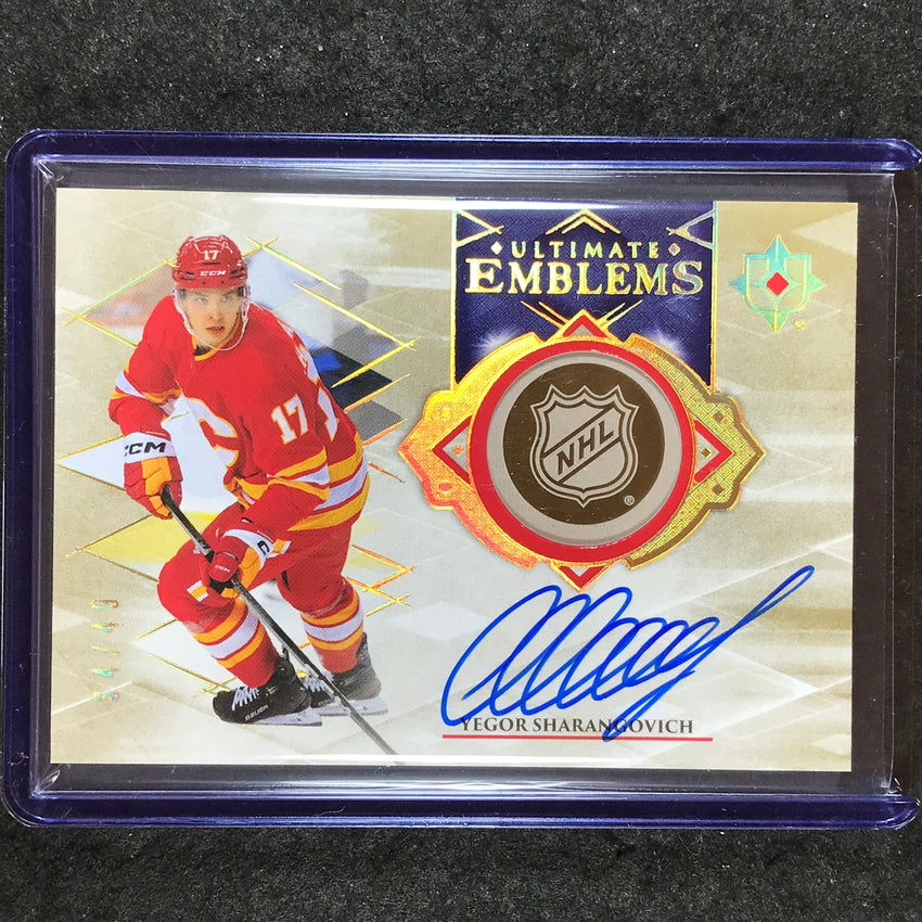 2023-24 Ultimate Collection YEGOR SHARANGOVICH Ultimate Emblems Auto Gold 34/49