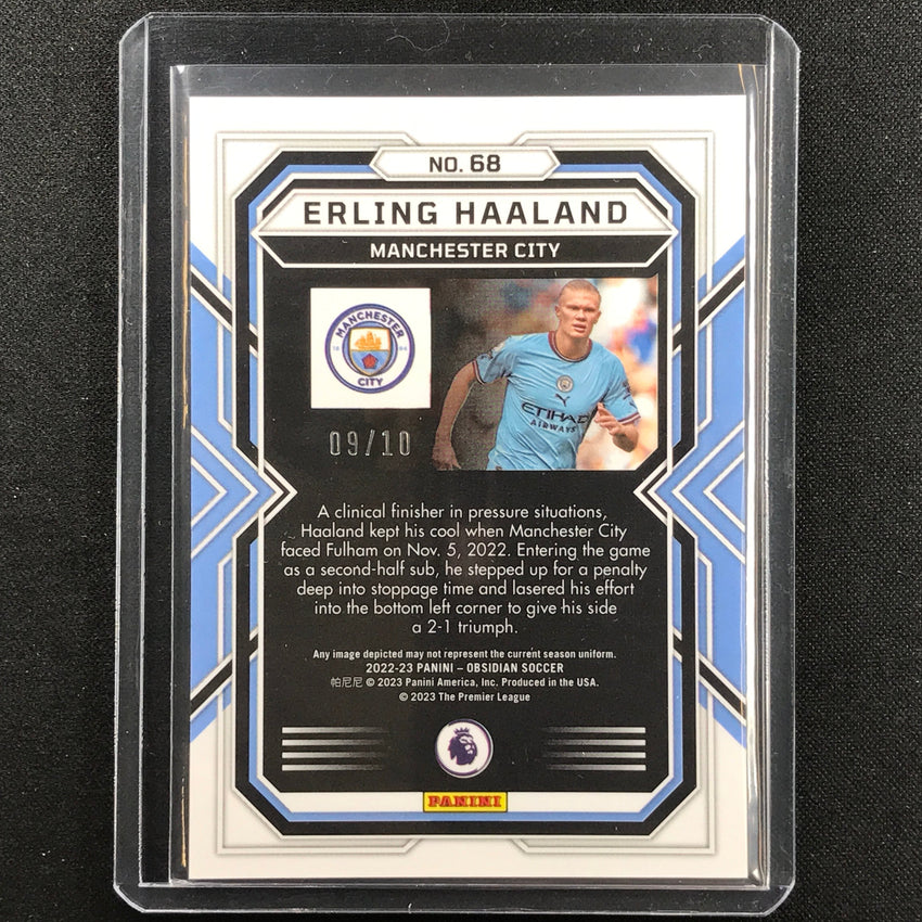 2022-23 Obsidian Erling Haaland Base Electric Etch Gold Flood 9/10