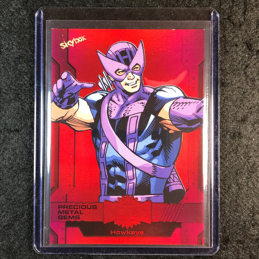 2024 Marvel Metal Universe Avengers HAWKEYE Precious Metal Gems Red 36/100 #94