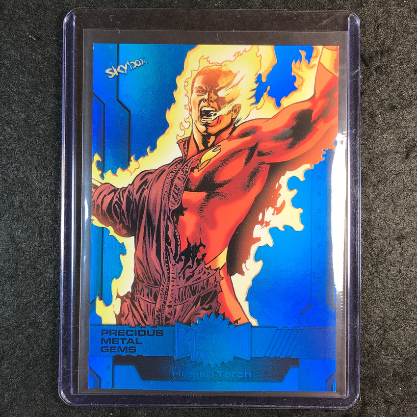 2024 Marvel Metal Universe Avengers HUMAN TORCH Precious Metal Gems Blue 3/50