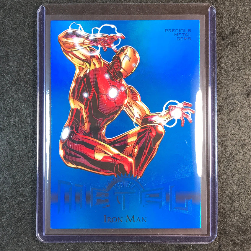 2024 Marvel Metal Universe Avengers IRON MAN Retro Precious Metal Gem Blue 50/50