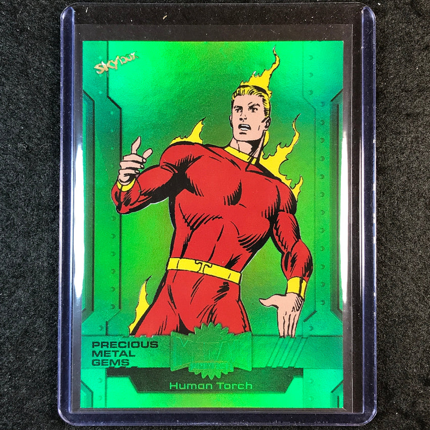 2024 Marvel Metal Universe Avengers HUMAN TORCH Precious Metal Gems Green 8/10