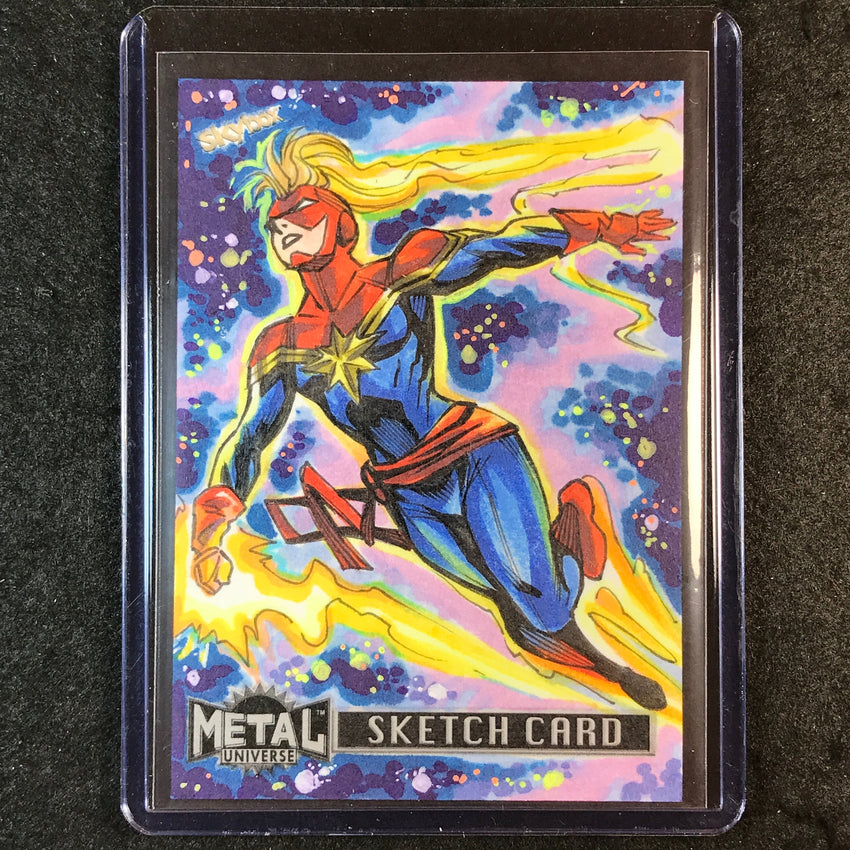 2024 Marvel Metal Universe Avengers CAPTAIN MARVEL Sketch 1/1 MAURICIO ALONSO