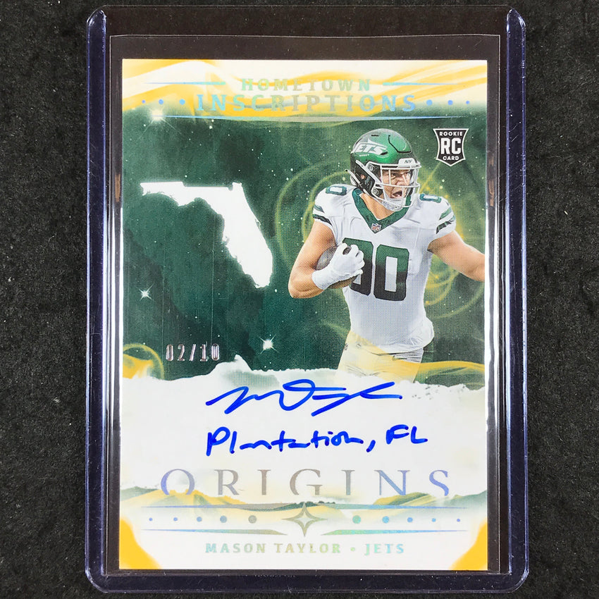 2025 Origins Football MASON TAYLOR Hometown Inscriptions Rookie Auto Gold 2/10