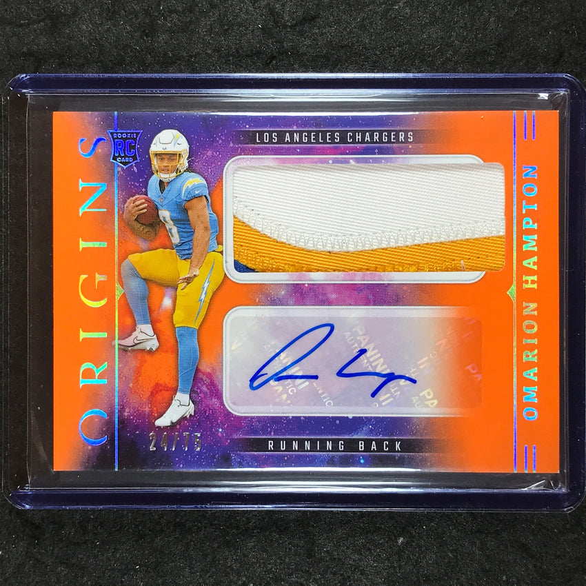 2025 Origins Football OMARION HAMPTON Rookie Jumbo Patch Auto Orange 24/75