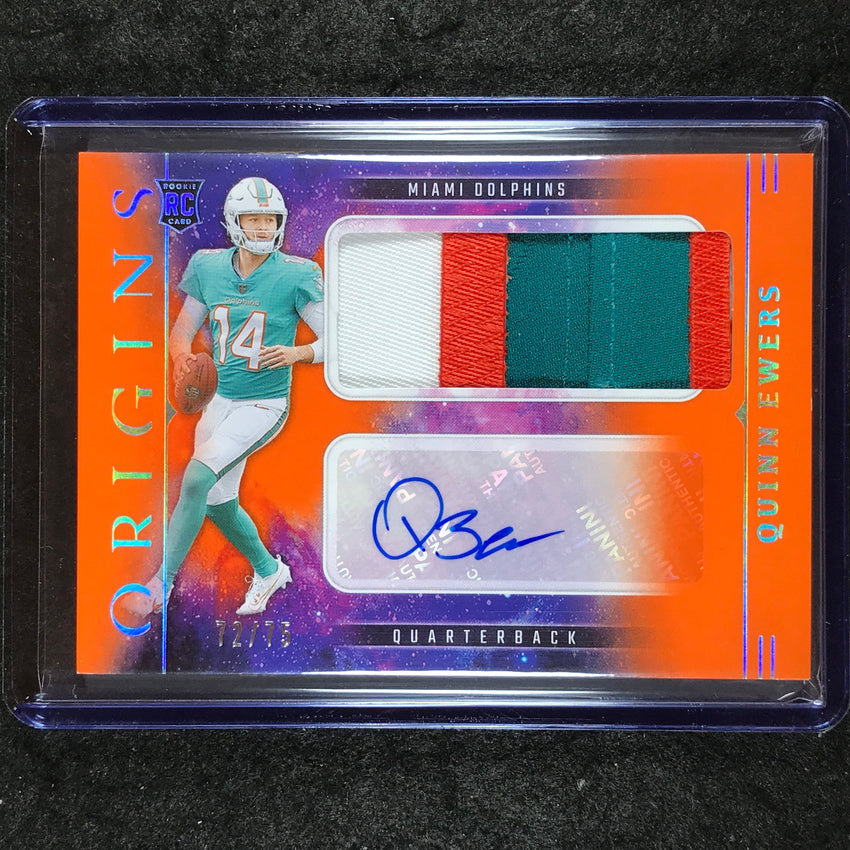 2025 Origins Football QUINN EWERS Rookie Jumbo Patch Auto Orange 72/75
