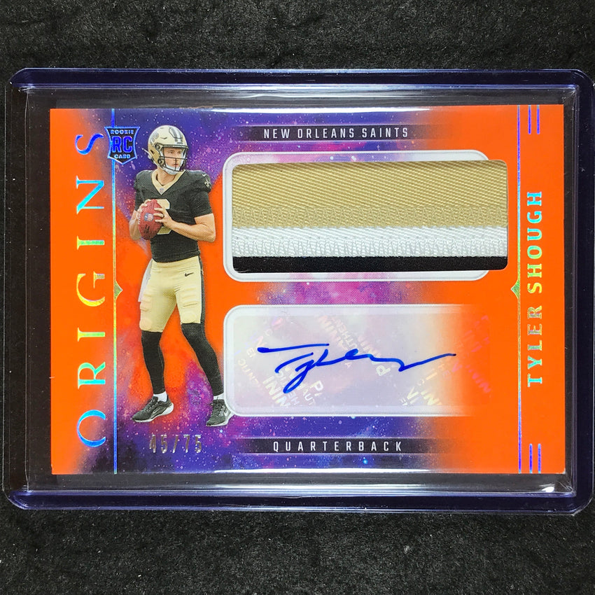 2025 Origins Football TYLER SHOUGH Rookie Jumbo Patch Auto Orange 45/75
