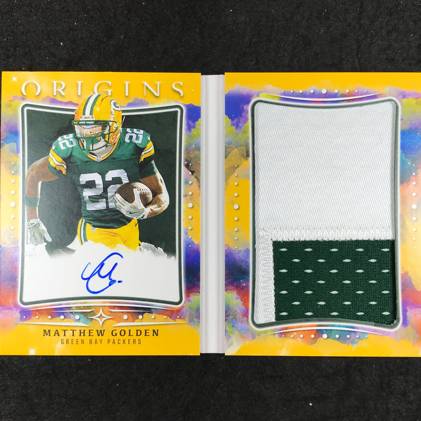 2025 Origins Football MATTHEW GOLDEN Rookie Booklet Patch Auto Gold 18/25
