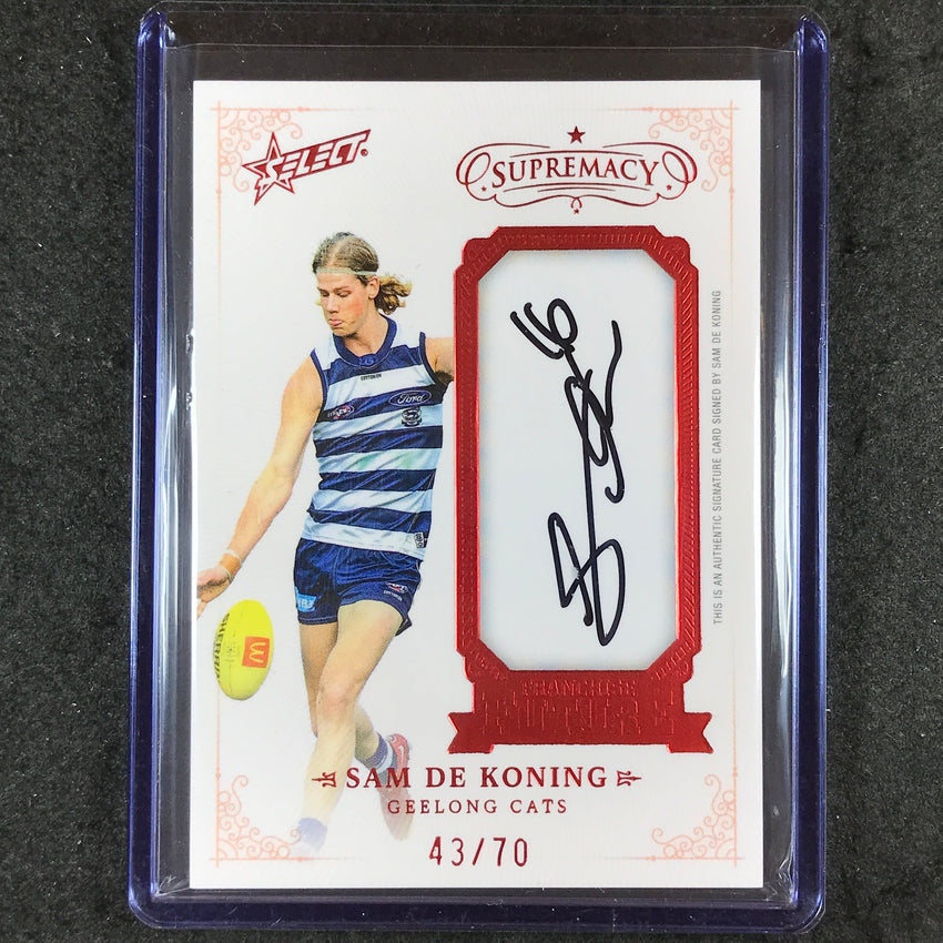 2024 Select AFL Supremacy SAM DE KONING Franchise Future Signature Auto 43/70