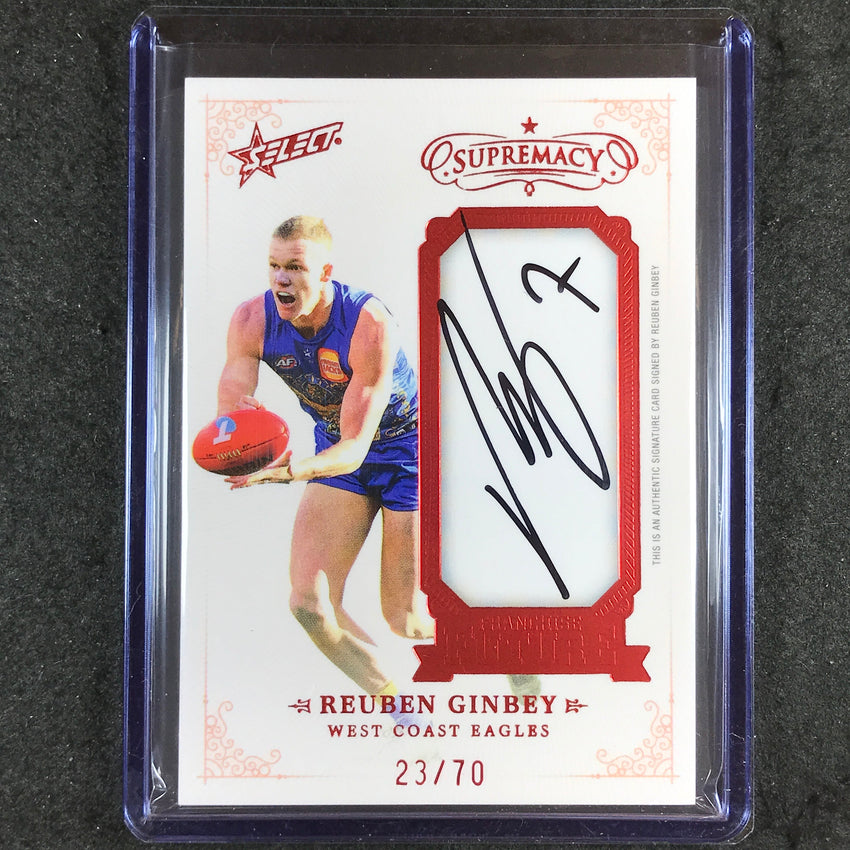 2024 Select AFL Supremacy REUBEN GINBEY Franchise Future Signature Auto 23/70
