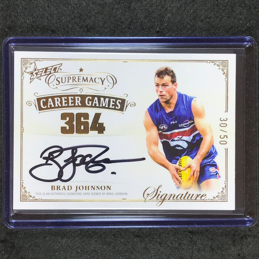2024 Select AFL Supremacy BRAD JOHNSON Career Games Signature Auto 30/50 #BJ