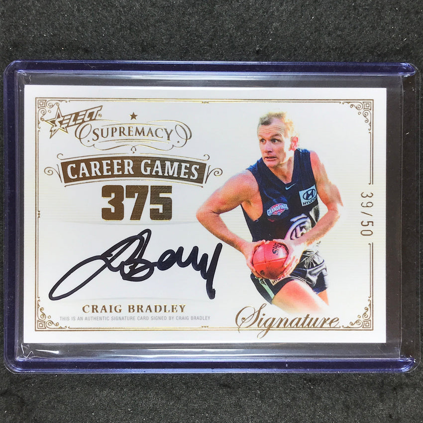 2024 Select AFL Supremacy CRAIG BRADLEY Career Games Signature Auto 39/50 #CB